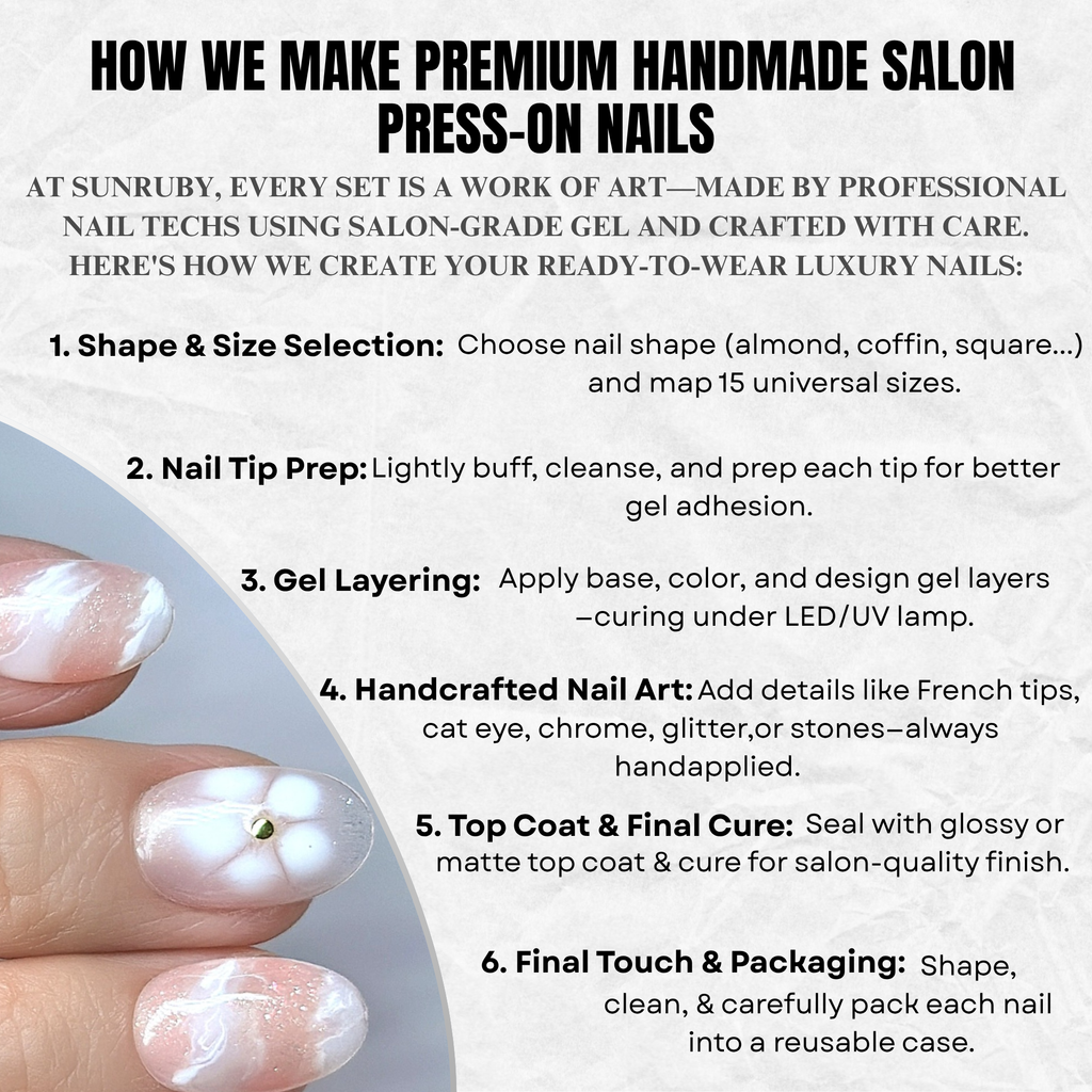 Short Oval Hand-Painted Press-On Nails | Pink Glitter with White Floral Design | Reusable 30pcs Kit, 15 Sizes