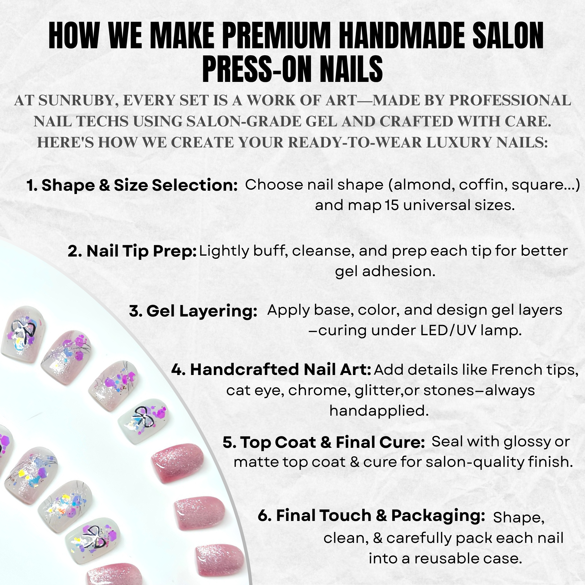 Short Square Hand-Painted Press-On Nails | Pink Cat Eye Glitter with Bow Accent | Reusable 30pcs Kit, 15 Sizes