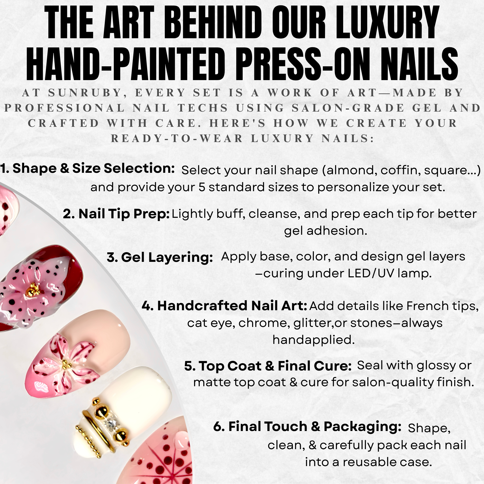 Dripping Flora Press-On Nails – Short Almond Pink & Red Set, 3D Flower Gel Design, Glossy Dew Drop Nails |  Reusable 20pcs Kit