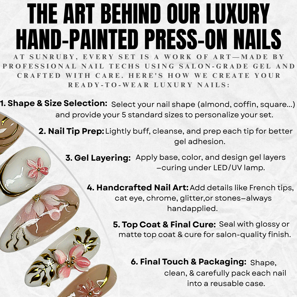 Blush Sakura Veil Press-On Nails –  Almond Nude Pink Set, 3D Cherry Blossom Floral Design, Gold Line Art Elegant Nails| Hand-Painted, Reusable 20pcs Kit