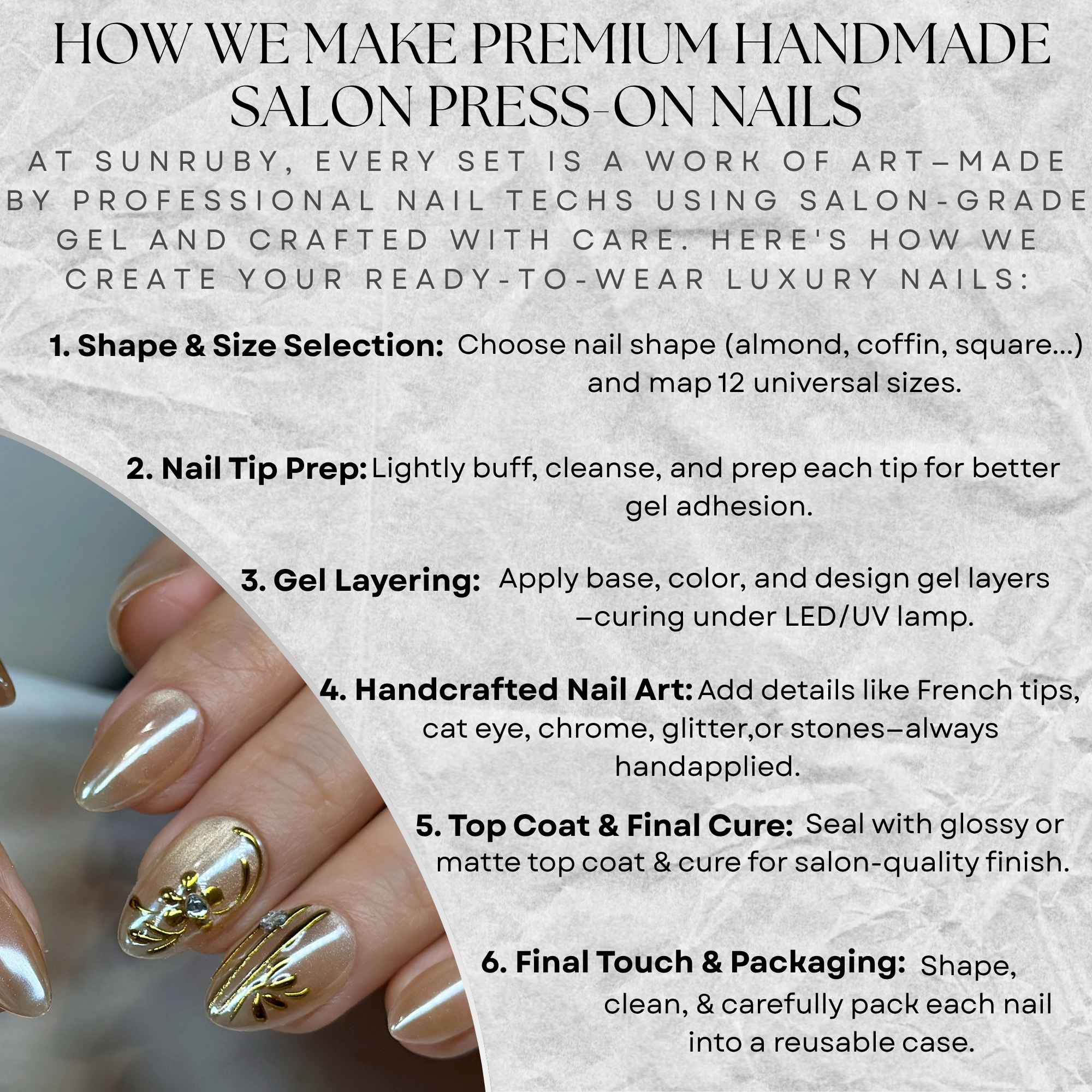 Press-On Gel Nails Glazed Pearl Fantasy ✨ | Chrome Cat-Eye with 3D Liquid Gold Accents | Short Almond –  30-Piece 15 sizes Reusable Set