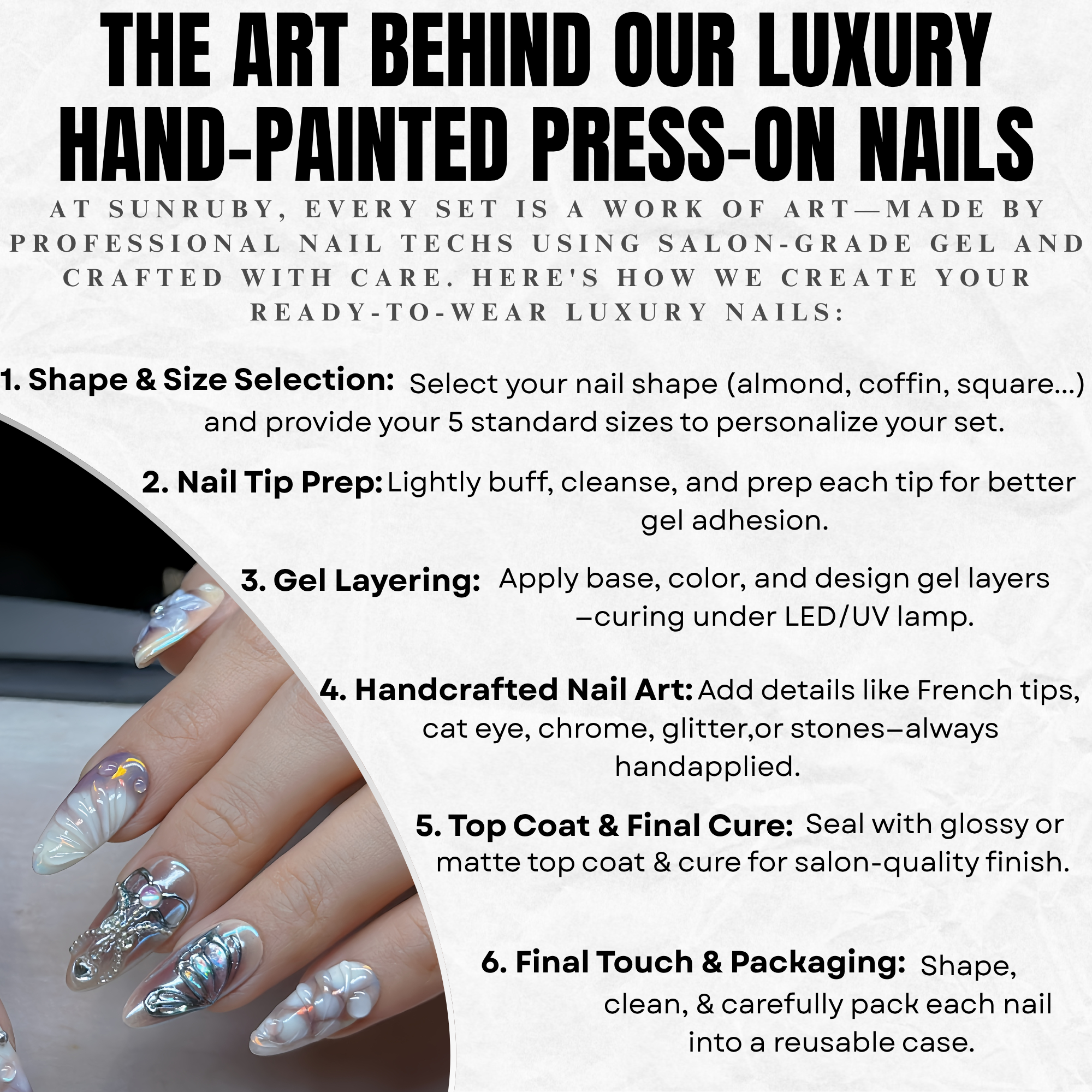 Iridescent Angel Shell Press-On Nails – Medium Almond Pearl Chrome Set, 3D Flower & Butterfly Design, Ocean-Inspired Glossy Nails| Hand-Painted, Reusable 20pcs Kit