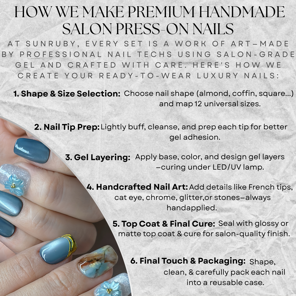 Teal Blossom Veil Press-On Nails – Short Square | Teal Chrome, Marble Accent & 3D Flower Design | Hand-Painted Gel Reusable Set, 30 Nails, 15 Sizes