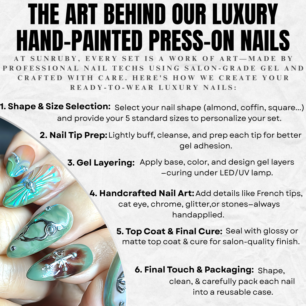 Medium Almond Hand-Painted Press-On Nails | Luxury Emerald Green Marble with 3D Rhinestones and Chrome | Reusable 20pcs Kit