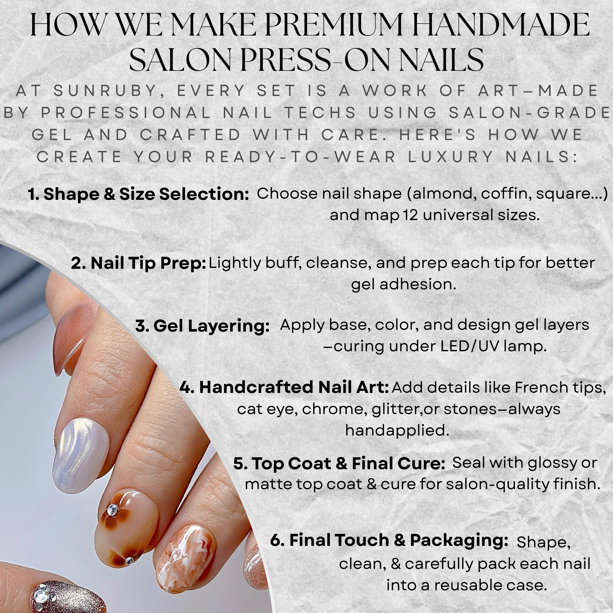 Café de Pearl – Short Oval Press-On Nails ☕✨ | Marble Swirl, Chrome Shimmer & Nude Brown Set| Hand-Painted Gel Reusable Set, 30 Nails, 15 Sizes