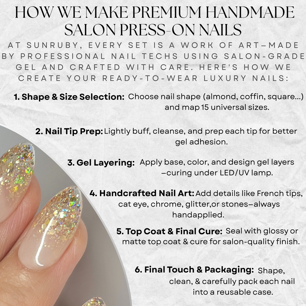 Nude Gold Ombre Press-On Nails, Short Almond – Hand-Painted Gel Reusable Set, 30 Nails, 15 Sizes, Perfect Gift