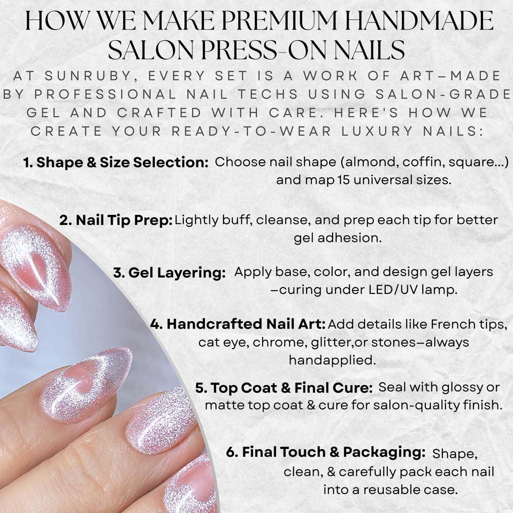 Pink Cat Eye Valentine Press On Nails, Short Almond – Heart Design, Hand-Painted Gel Reusable Set (30 Nails, 15 Sizes)