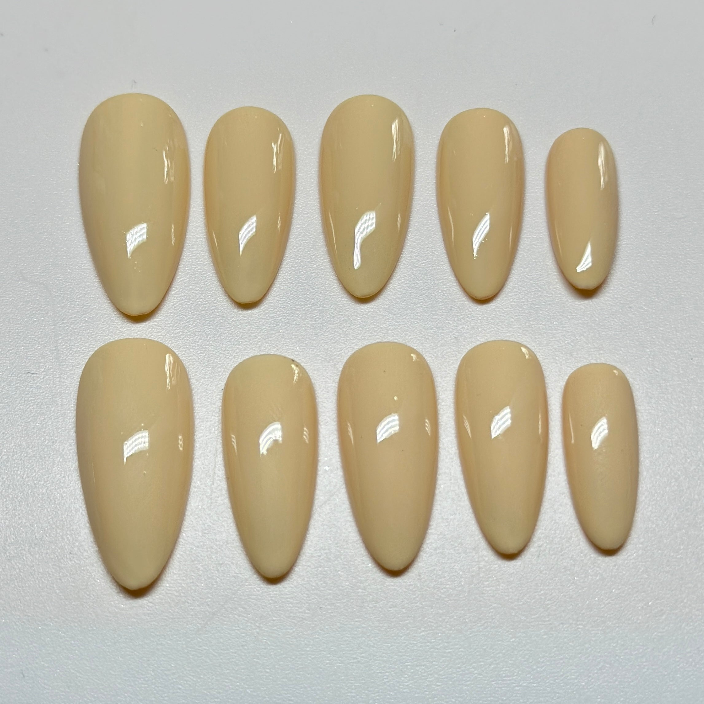 Champagne Gold Press On Nails | Medium Almond Floral 3D Nail Art, Elegant Handmade Reusable Nails | Reusable 20pcs Kit