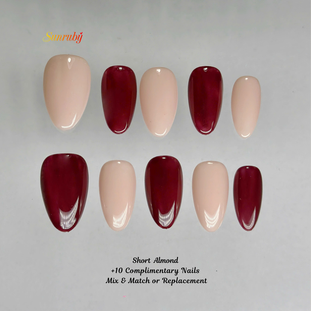 Dripping Flora Press-On Nails – Short Almond Pink & Red Set, 3D Flower Gel Design, Glossy Dew Drop Nails |  Reusable 20pcs Kit