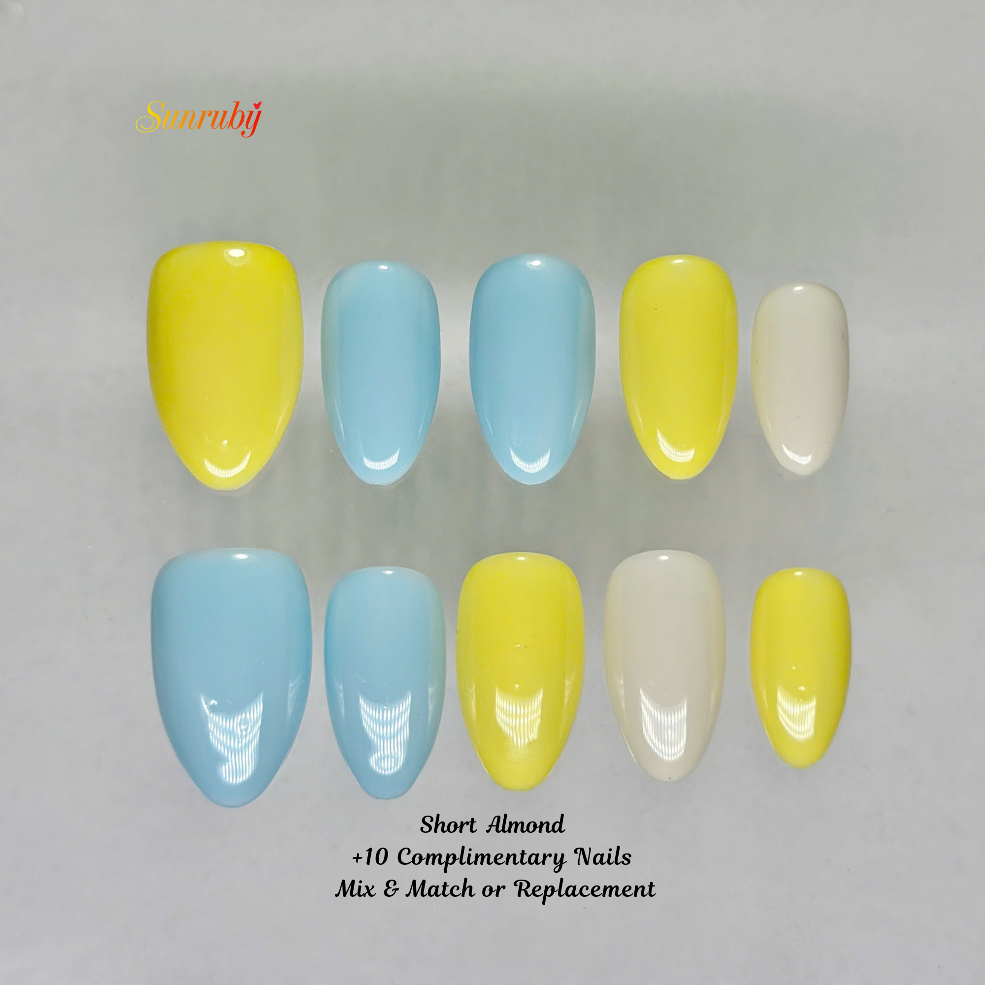 Siren Beach Energy Press-On Nails – Short Almond Summer Set, 3D Shell & Starfish Design, Ocean Wave Pastel Nails|  Reusable 20pcs Kit