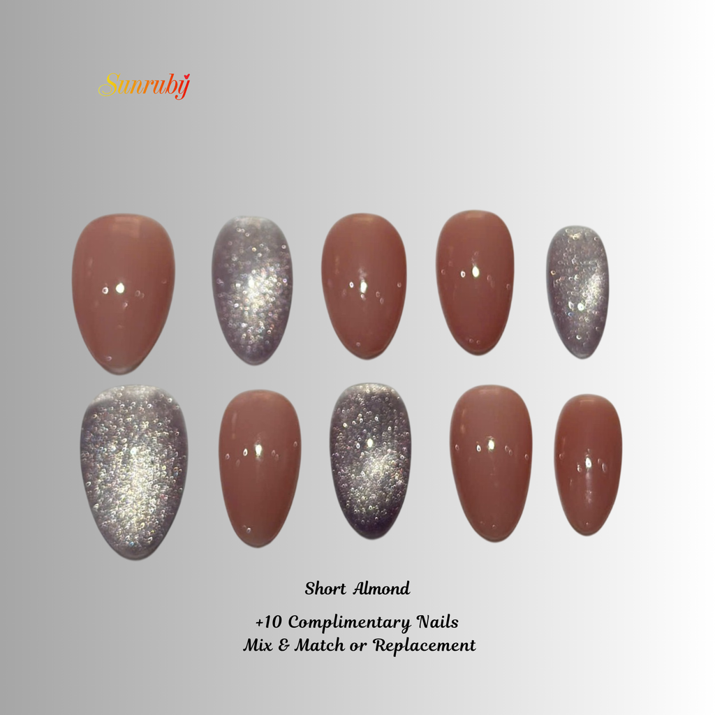 Crystal Love Butterfly Press-On Nails – Short Almond Chrome Pink Set, 3D Butterfly & Heart Design, Glitter Rhinestone Y2K Aesthetic Nails | Hand-Painted, Reusable 20pcs Kit