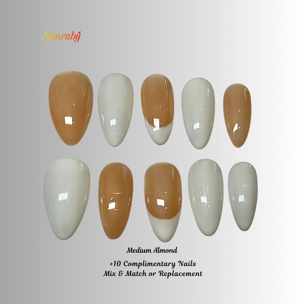 Blush Sakura Veil Press-On Nails –  Almond Nude Pink Set, 3D Cherry Blossom Floral Design, Gold Line Art Elegant Nails| Hand-Painted, Reusable 20pcs Kit